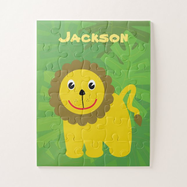 Happy Lion Little Kids Personalized Jigsaw Puzzle (Vertical)