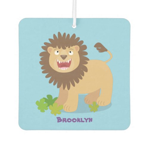 Happy lion roaring cartoon illustration air freshener