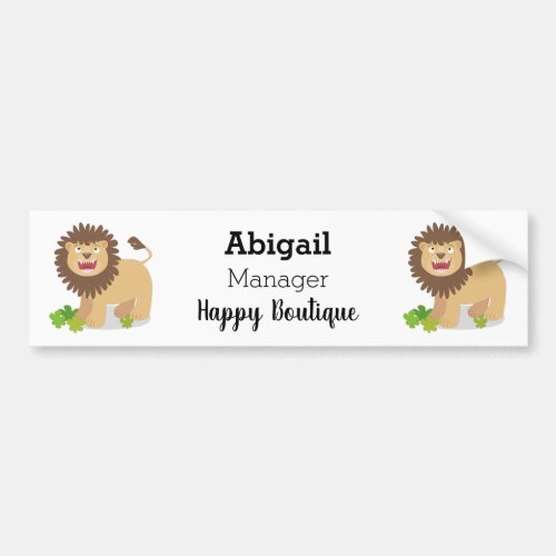 Happy lion roaring cartoon illustration  bumper sticker
