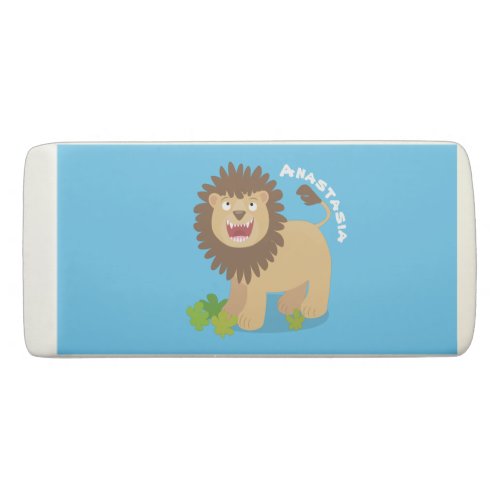 Happy lion roaring cartoon illustration eraser