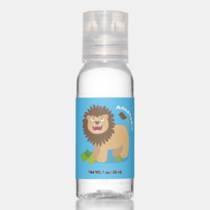 Happy lion roaring cartoon illustration hand sanitizer