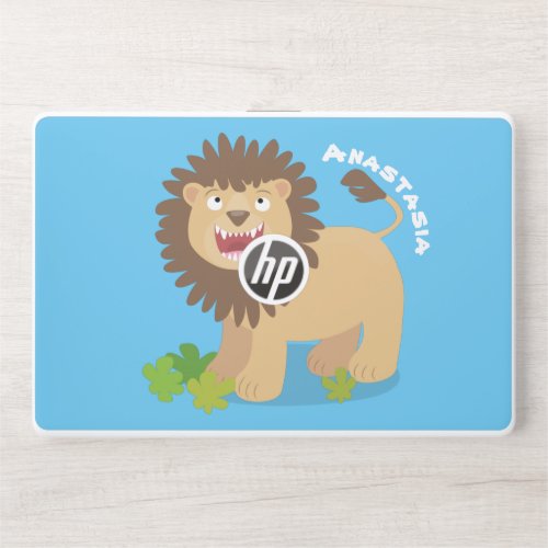 Happy lion roaring cartoon illustration HP laptop skin