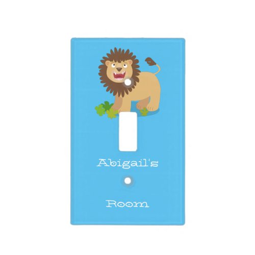 Happy lion roaring cartoon illustration  light switch cover