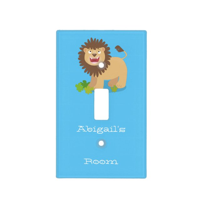 Happy lion roaring cartoon illustration  light switch cover (Front)