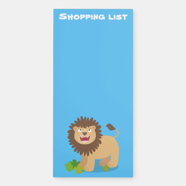 Happy lion roaring cartoon illustration magnetic notepad (Front)