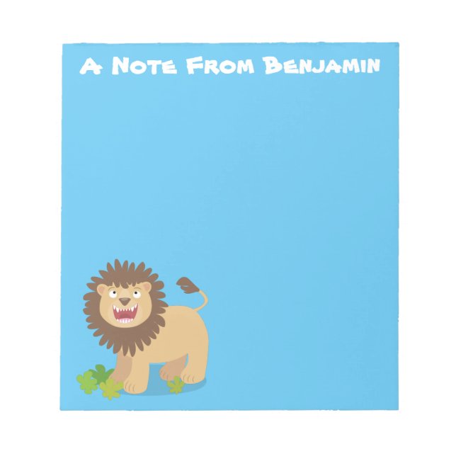 Happy lion roaring cartoon illustration notepad (Front)
