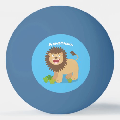 Happy lion roaring cartoon illustration ping pong ball