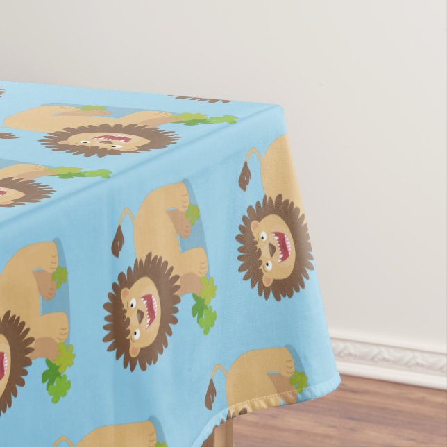Happy lion roaring cartoon illustration tablecloth (In Situ)