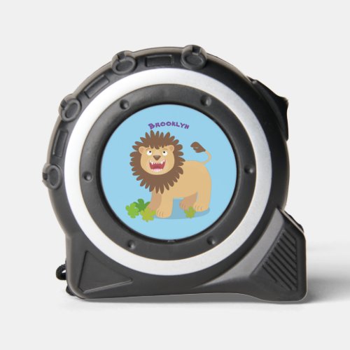 Happy lion roaring cartoon illustration tape measure