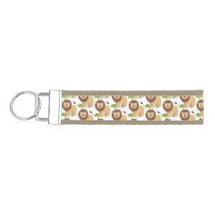 Happy lion roaring cartoon illustration wrist keychain