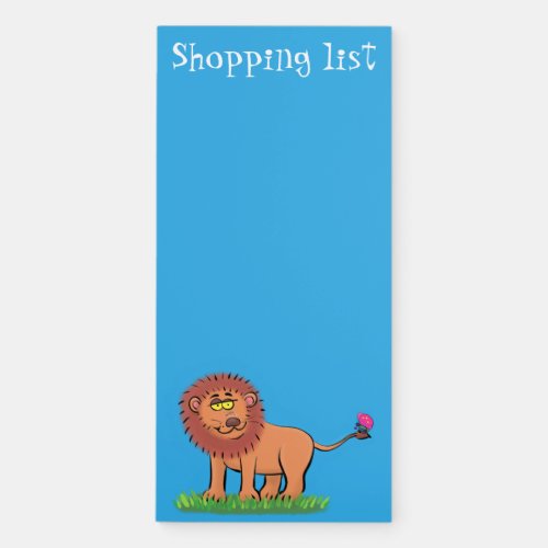 Happy lion with butterfly cartoon illustration magnetic notepad