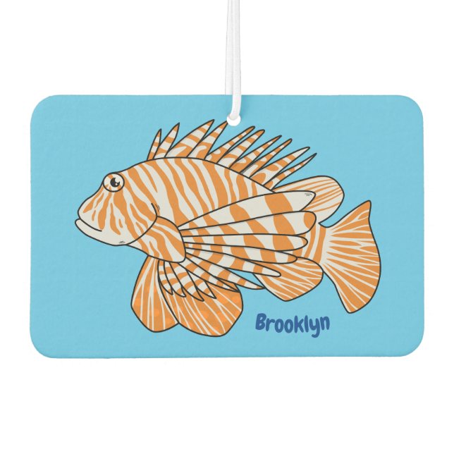 Happy lionfish cartoon illustration air freshener (Front)