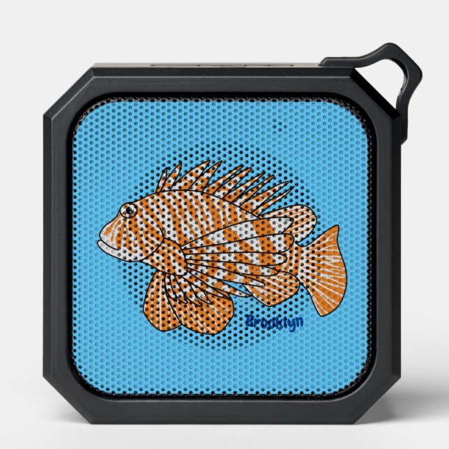 Happy lionfish cartoon illustration bluetooth speaker (Front)