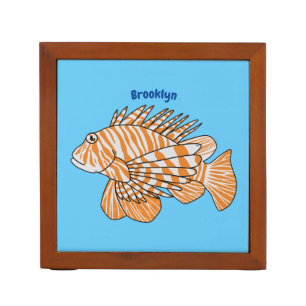 Happy lionfish cartoon illustration desk organizer