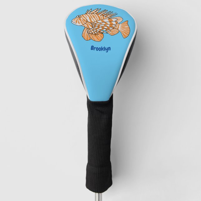Happy lionfish cartoon illustration  golf head cover (Front)