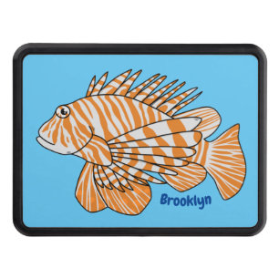 Happy lionfish cartoon illustration hitch cover