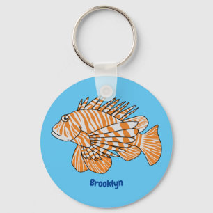 Happy lionfish cartoon illustration keychain
