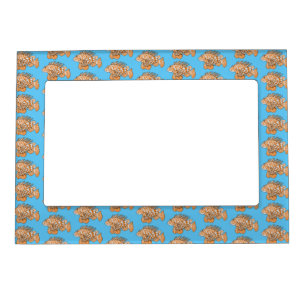 Happy lionfish cartoon illustration magnetic frame