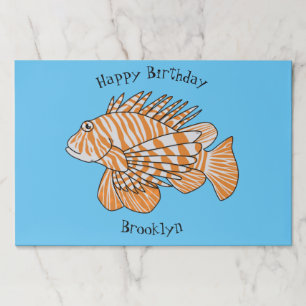 Happy lionfish cartoon illustration paper pad
