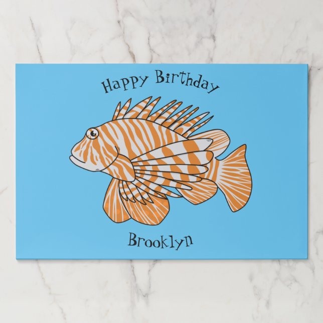 Happy lionfish cartoon illustration paper pad (Front)