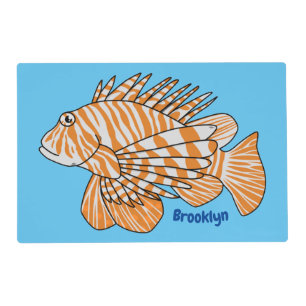 Happy lionfish cartoon illustration placemat
