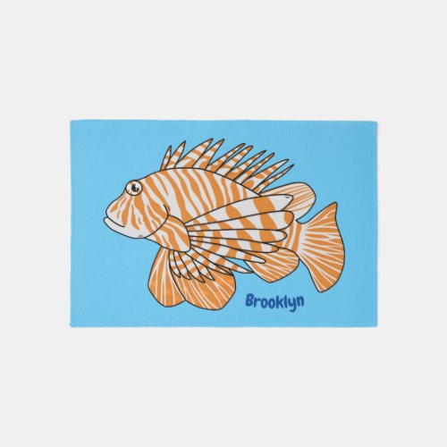 Happy lionfish cartoon illustration rug