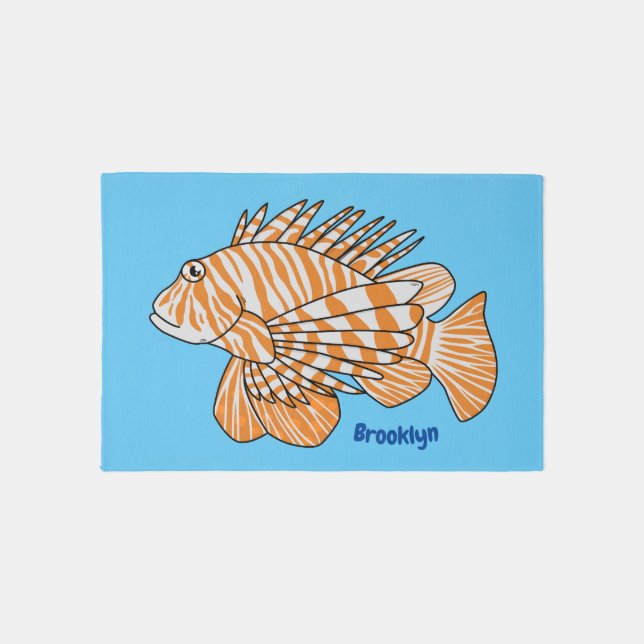 Happy lionfish cartoon illustration rug (Front)
