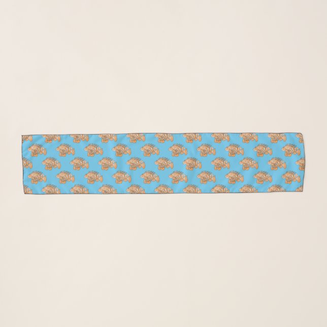 Happy lionfish cartoon illustration scarf (Front (Horizontal))