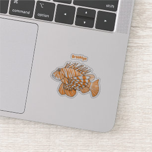 Happy lionfish cartoon illustration sticker