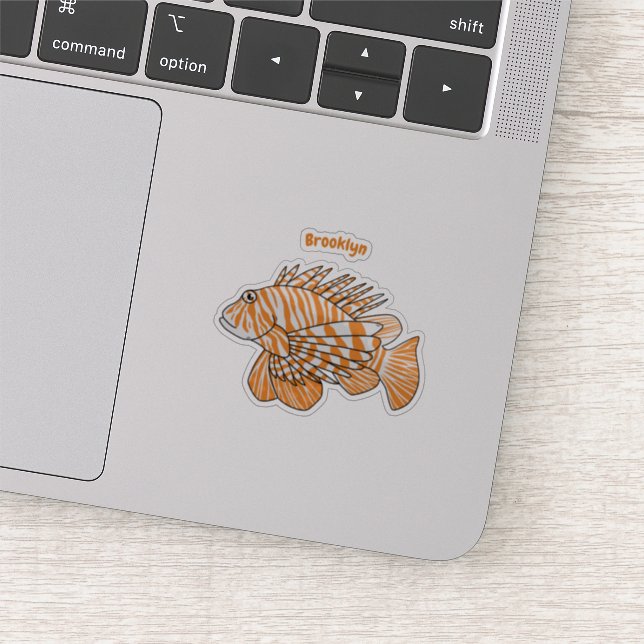 Happy lionfish cartoon illustration sticker (Detail)