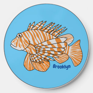 Happy lionfish cartoon illustration wireless charger 