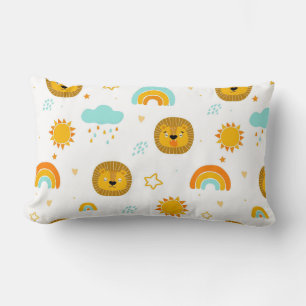Happy Lions, Rainbows, Suns, and Raindrops Lumbar Pillow