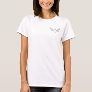 Happy Little Bat Design Minimal Line Art Halloween T-Shirt