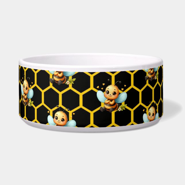 Happy Little Bee Pet Bowl (Left)