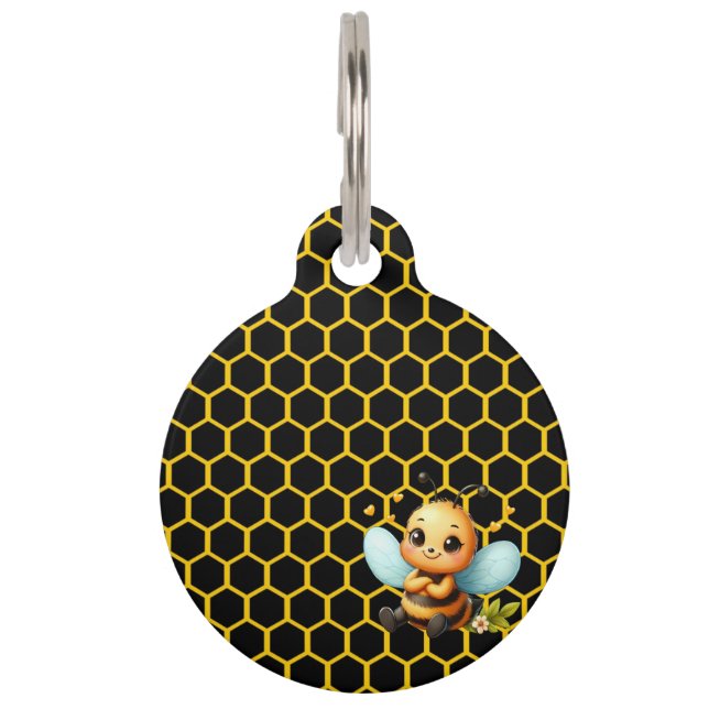 Happy Little Bee Pet ID Tag (Front)