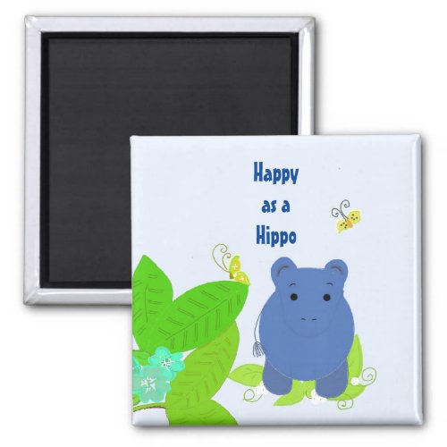 Happy Little Blue Hippo Magnet