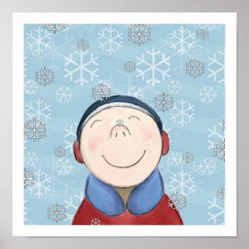 Happy Little Boy In The Snow Poster Print by sfcount at Zazzle