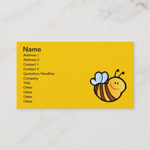 HAPPY LITTLE BUMBLEBEE BEE CARTOON CUTE HONEY INSE BUSINESS CARDS