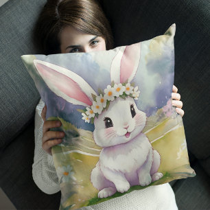 Happy little bunny 2, Easter Throw Pillow