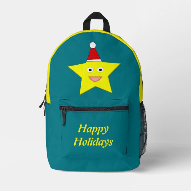 Happy Little Christmas Star Custom Printed Backpack (Front)