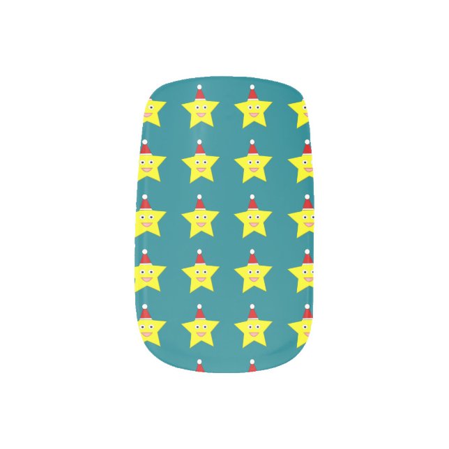 Happy Little Christmas Star False Nails Minx Nail Art (Left Thumb)
