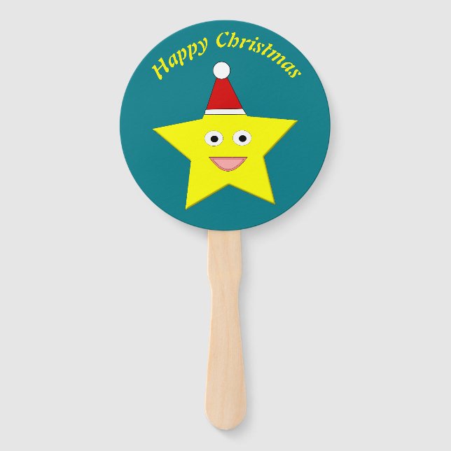Happy Little Christmas Star Personalized Hand Fan (Front)