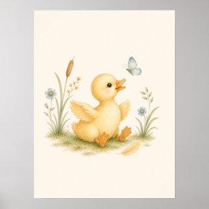 Happy Little Duck Nursery Poster