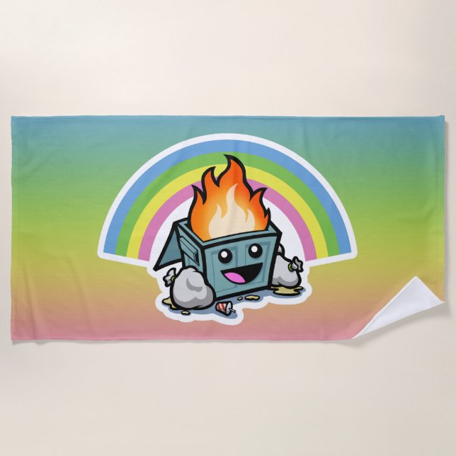"Happy Little Dumpster Fire" Beach Towel (Front)