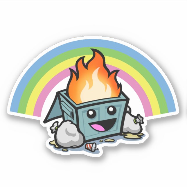 "Happy Little Dumpster Fire" Sticker (Front)