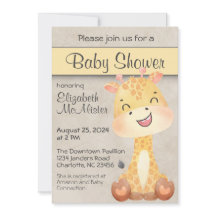Happy Little Giraffe Baby Shower Invitation