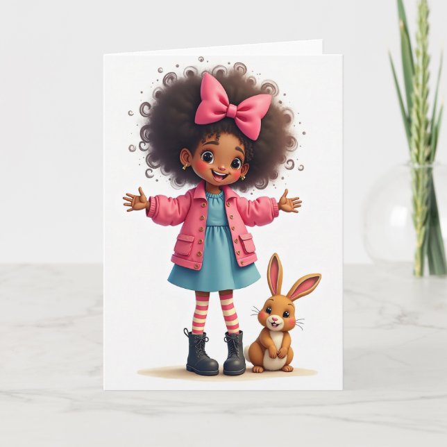 Happy Little Girl Friend Card (Front)