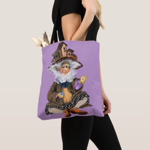 Happy Little Gnome In Birds Houses Hat Tote Bag