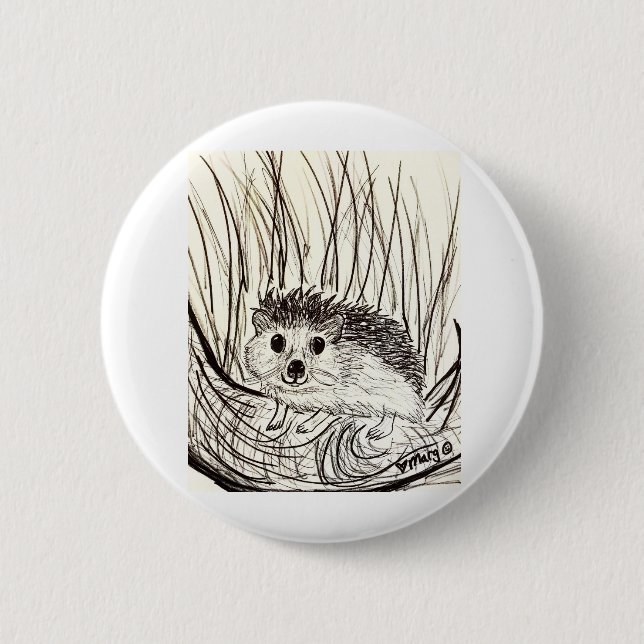Happy Little Hedgehog Button (Front)