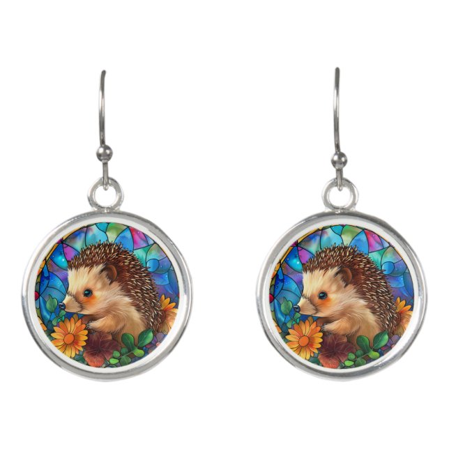 Happy Little Hedgehog Earrings Jewelry Gift (Front)